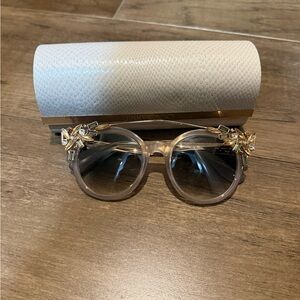 Jimmy Choo light pink Sunglasses with Gold Embellishments